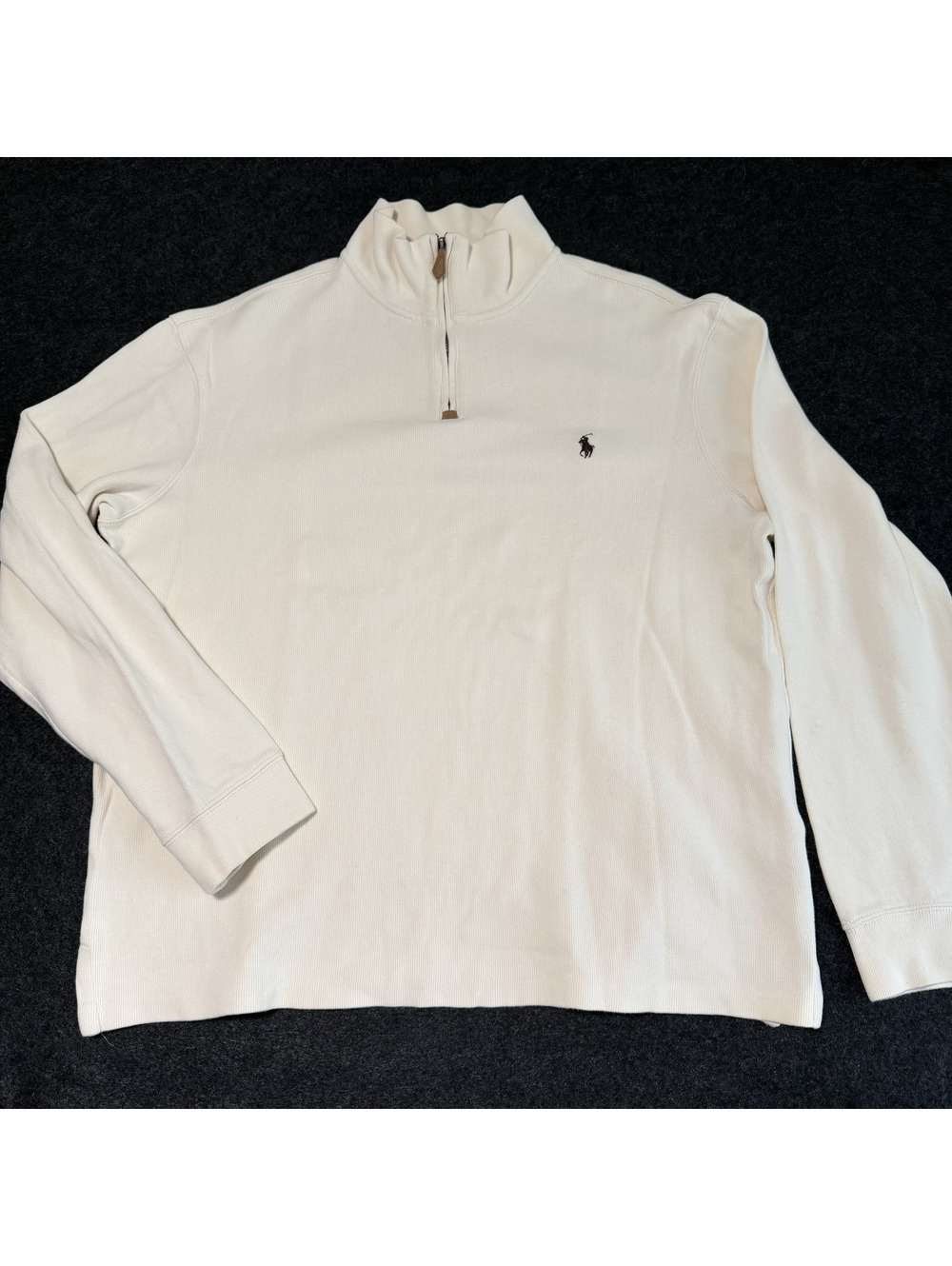 Vintage Polo Ralph Lauren Estate Rib Quarter Zip Sweater Mens L Cream Pullover